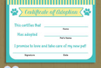 Free Pet Adoption Certificate Editable Templates