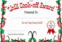 Fresh Chili Cook Off Award Certificate Template Free