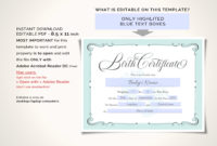Fresh Editable Birth Certificate Template