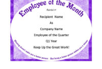 Fresh Employee Of The Month Certificate Template With Picture