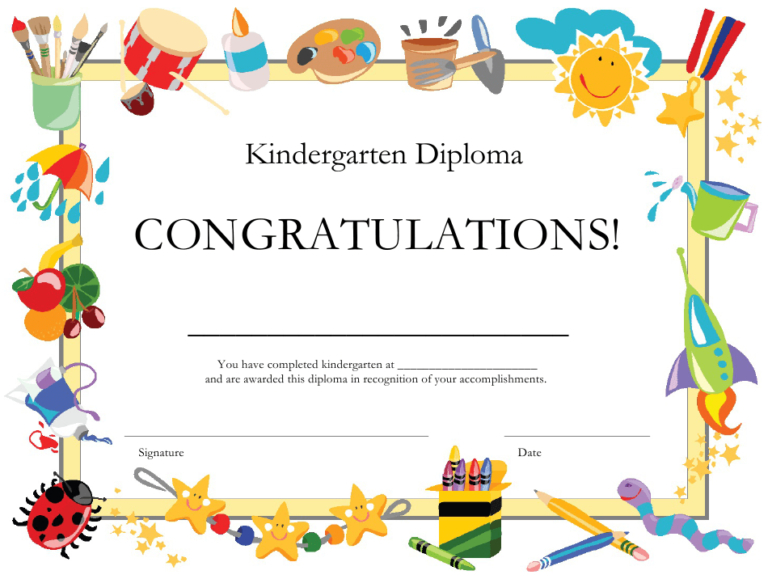 Fresh Kindergarten Certificate Of Completion Free