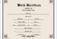 Fresh Novelty Birth Certificate Template