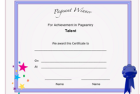 Fresh Pageant Certificate Template