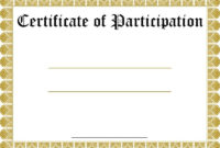 Fresh Participation Certificate Templates Free Printable