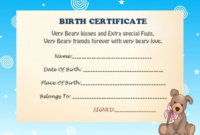 Fresh Stuffed Animal Birth Certificate Template 7 Ideas