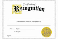 Fresh Template For Recognition Certificate