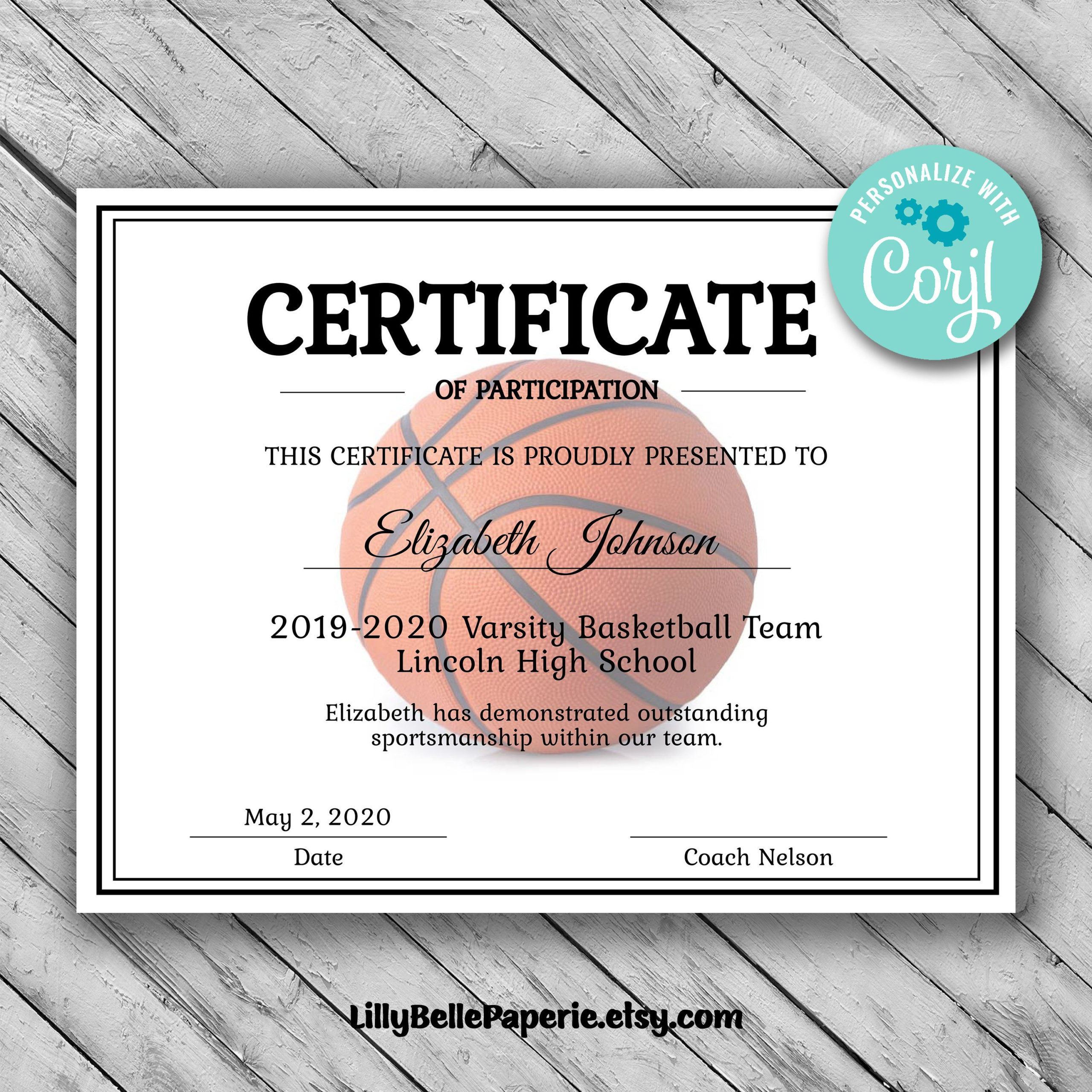 New Basketball Certificate Templates