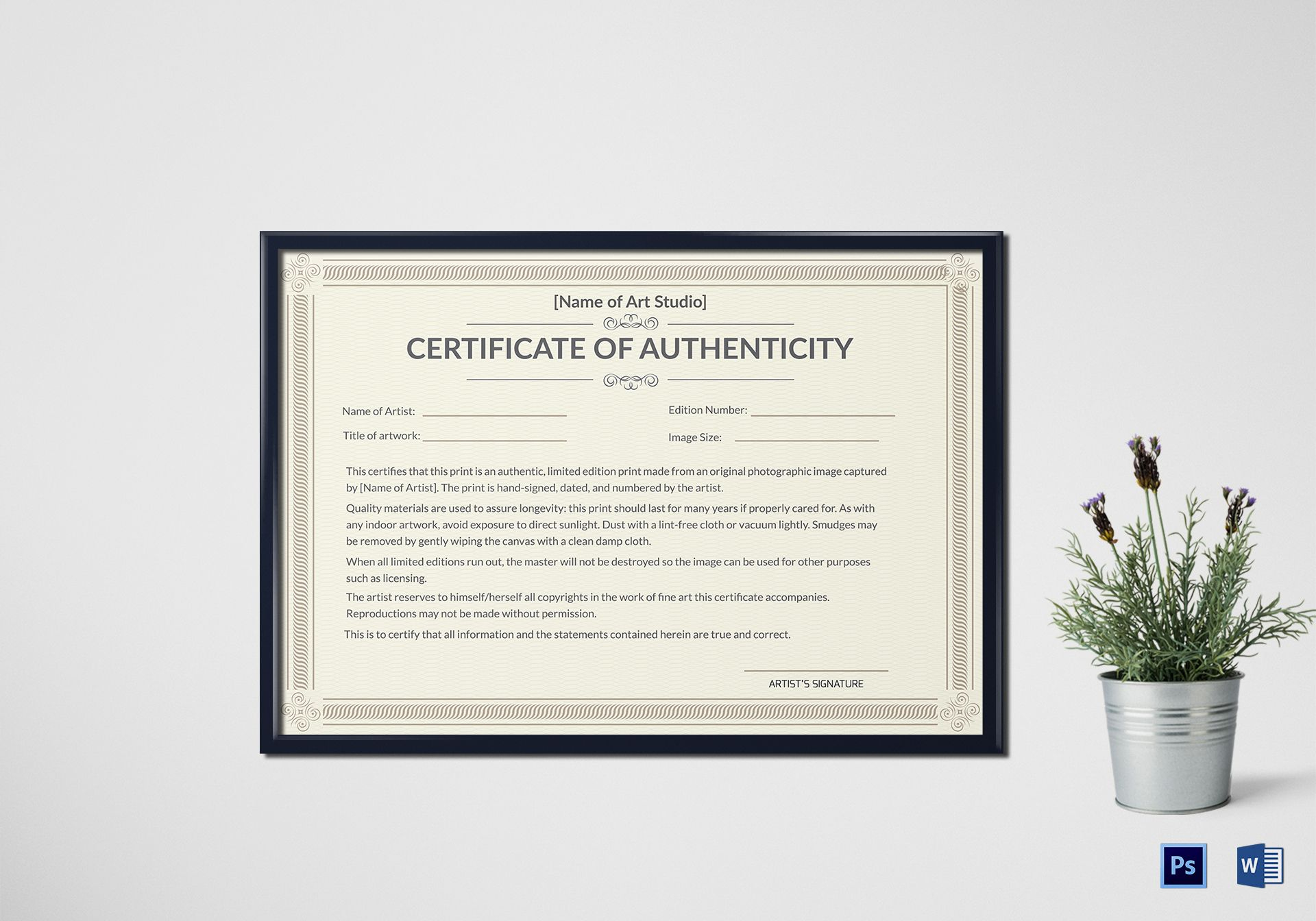 New Certificate Of Authenticity Free Template