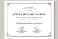 New Certificate Of Destruction Template