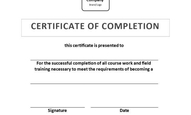 New Class Completion Certificate Template