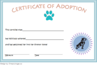 New Dog Adoption Certificate Free Printable 7 Ideas