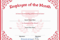 New Employee Of The Month Certificate Template