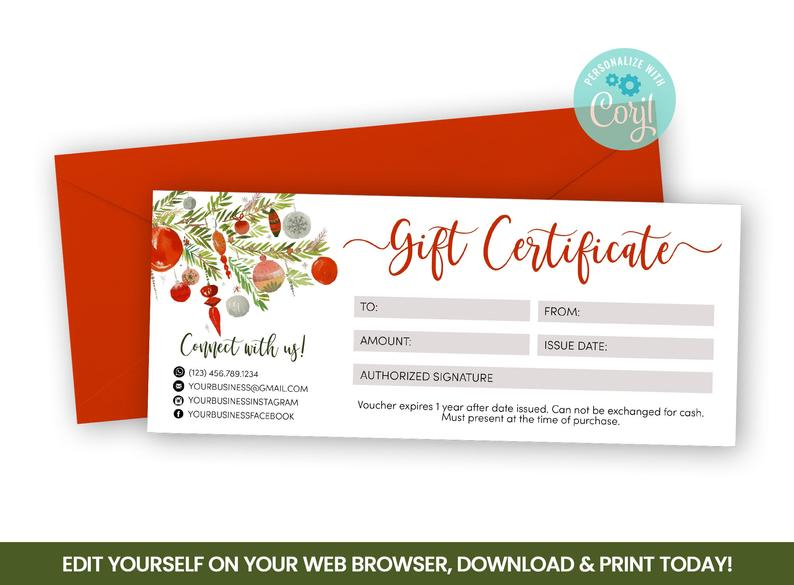 New Merry Christmas Gift Certificate Templates
