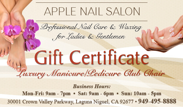 New Nail Salon Gift Certificate