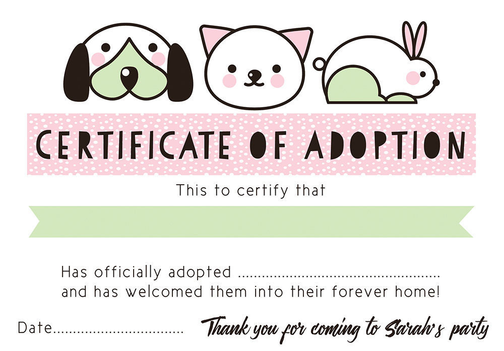 New Rabbit Adoption Certificate Template 6 Ideas Free