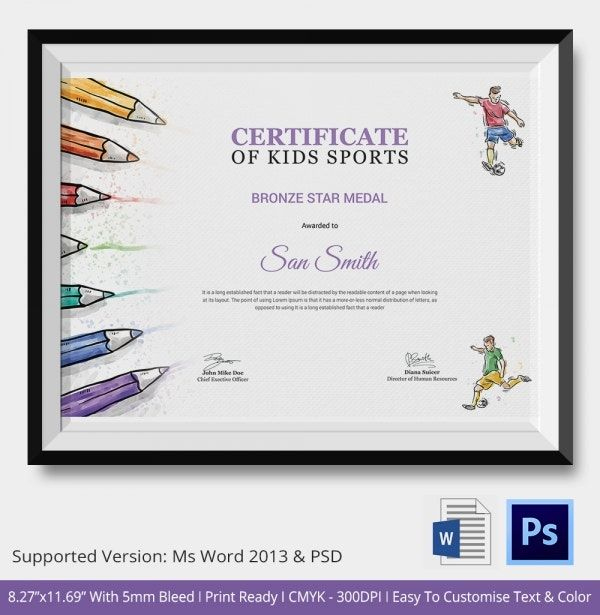 New Sports Award Certificate Template Word