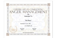 Professional Anger Management Certificate Template Free