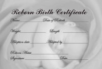 Professional Baby Doll Birth Certificate Template