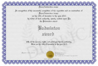 Professional Badminton Certificate Template
