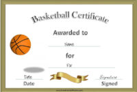 Professional Basketball Participation Certificate Template
