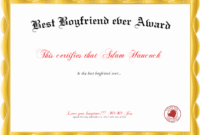 Professional Best Boyfriend Certificate Template