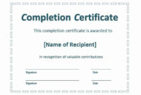Professional Certificate Of Completion Template Free Printable