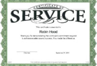Professional Certificate Of Service Template Free