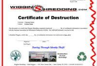 Professional Destruction Certificate Template