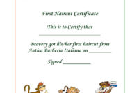 Professional First Haircut Certificate