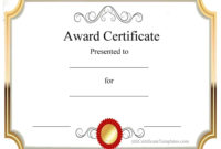 Professional Free Printable Blank Award Certificate Templates