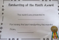Professional Handwriting Award Certificate Printable