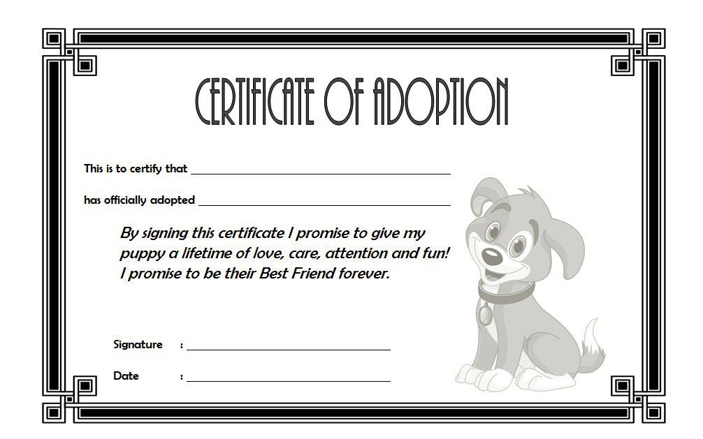 Professional Pet Adoption Certificate Template