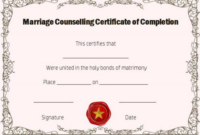 Professional Premarital Counseling Certificate Of Completion Template