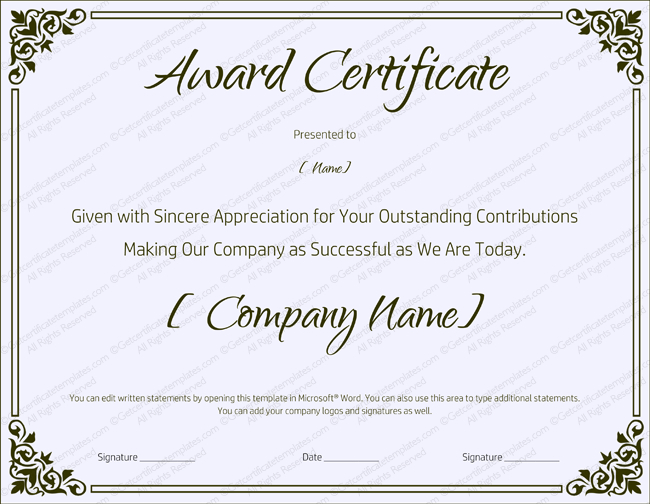 Professional Recognition Certificate Editable