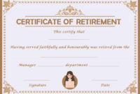 Professional Retirement Certificate Template