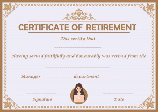Professional Retirement Certificate Template