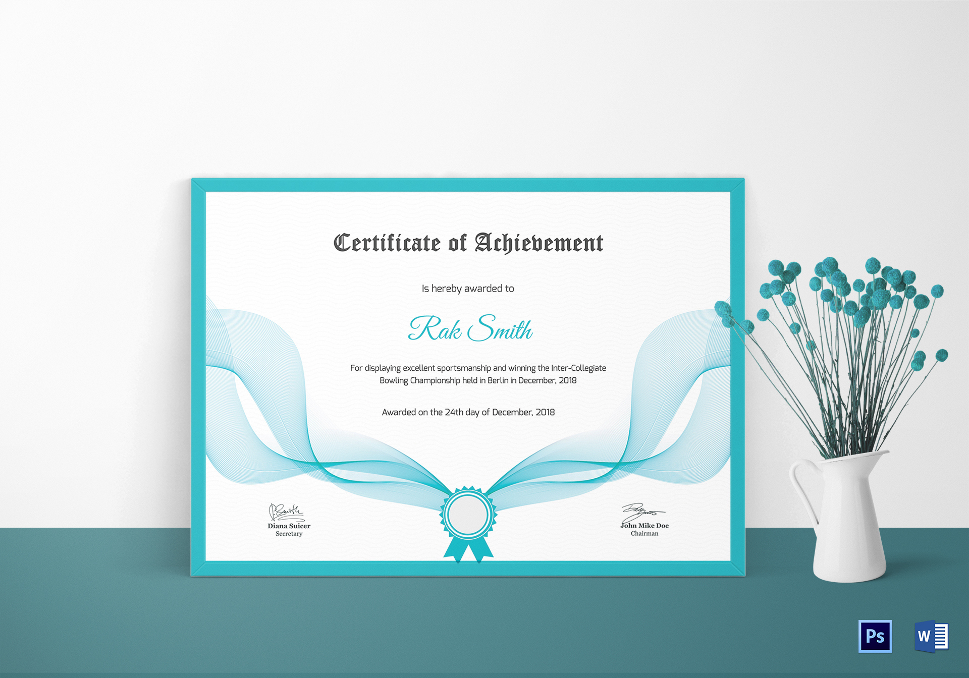 Simple Badminton Achievement Certificate Templates