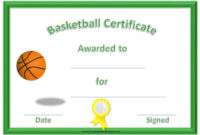 Simple Basketball Participation Certificate Template