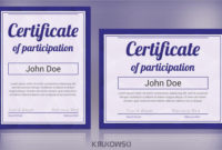 Simple Certificate Of Participation Template Pdf