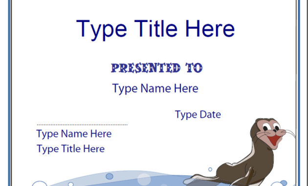 Simple Free Swimming Certificate Templates