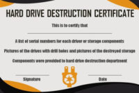 Simple Hard Drive Destruction Certificate Template