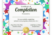 Simple Kindergarten Certificate Of Completion Free