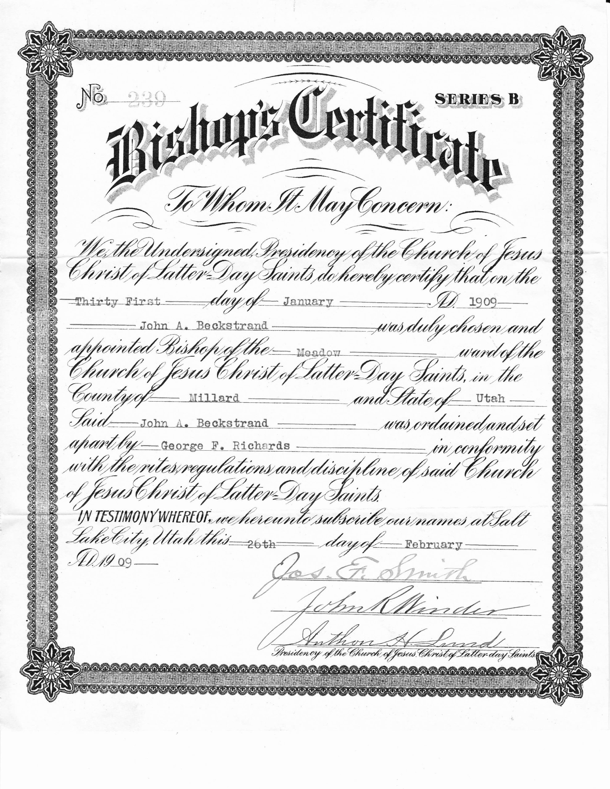 Simple Ordination Certificate Template