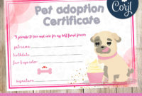 Simple Pet Adoption Certificate Editable Templates