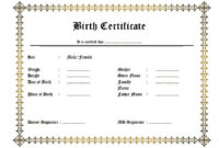 Simple Pet Birth Certificate Templates Fillable