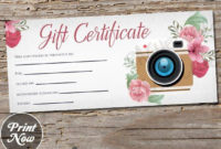 Simple Photography Session Gift Certificate