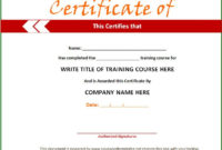 Simple Template For Training Certificate