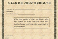 Simple Template Of Share Certificate
