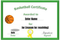 Stunning 7 Basketball Achievement Certificate Editable Templates