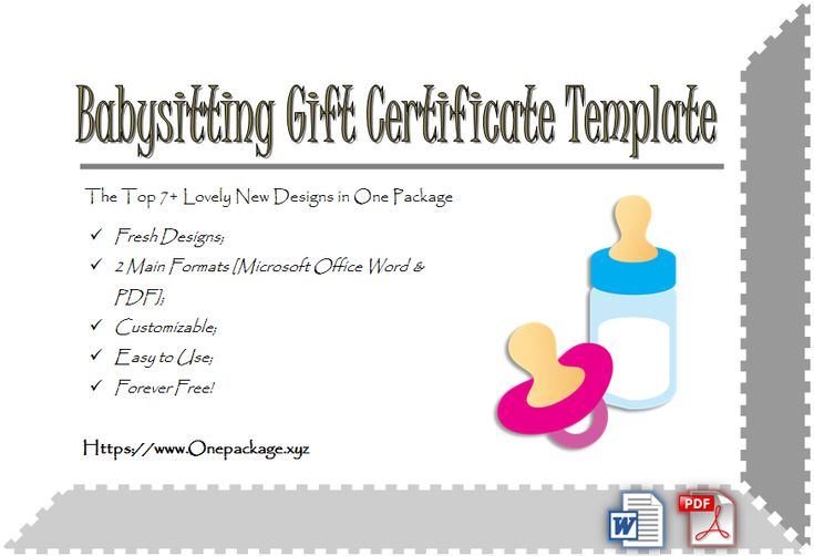 Stunning Babysitting Gift Certificate Template